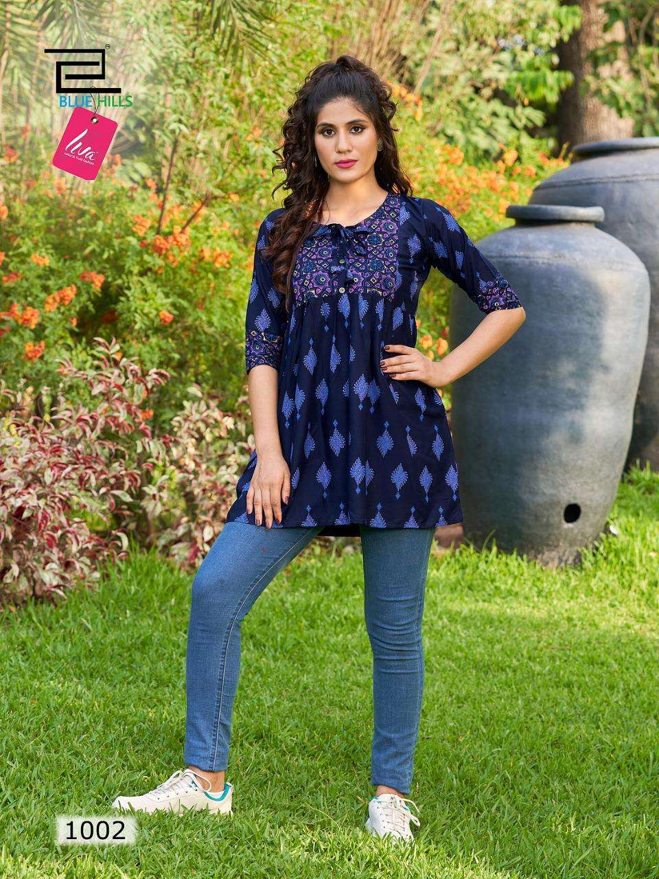 BLUE HILLS PRESENTS TITANIC HEAVY RAYON PRINTED WHOLESALE WESTERN TOPS